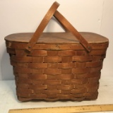 Vintage Split Oak Picnic Basket