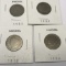 Lot of 4 Victory Nickels 1902-1912