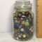 Jar Full of Vintage Marbles & Shooters