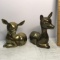 Pair of Large Brass Fawns Figurines