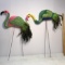 Pair of Plastic Flamingo Decorative Figures