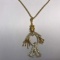 Gold Tone Clown Pendant with Clear Stones on Chain