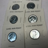 Lot of 6 - 1943 Steel War Pennies