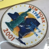 Uncirculated Kennedy Half Dollar with NY Statehood Quarter’s Image Imposed on Face