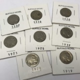 Lot of 8 Buffalo Nickels 1919-1937