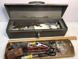 Metal Craftsman Toolbox with Misc Tools & Hand Made Wooden Tray