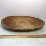 21” Long Hand Carved Primitive Wooden Dough Bowl
