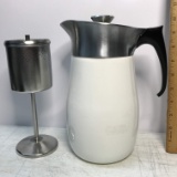 Vintage Centura by Corning White 9 Cup Percolator Coffee Pot with Brewing Basket