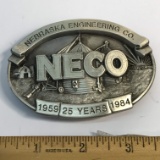 1984 Pewter NECO- Nebraska Engineering Co. 1959 25 year Belt Buckle #13 of 250 Ltd Ed