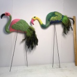 Pair of Plastic Flamingo Decorative Figures