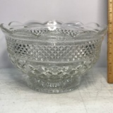 Large Pressed Glass Bowl with Ruffled Edge