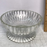 Pedestal Glass Ribbed Bowl