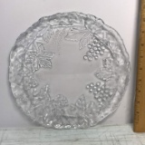 Glass Platter with Embossed Grape & Grape Leaf Design