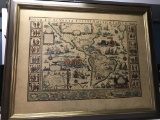 Large Framed Americas Print in Latin with Antiqued Look