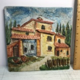 Hand Painted Italian Hanging Clay Wall Plaque