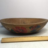 Vintage Wooden Hand Painted Dough Bowl