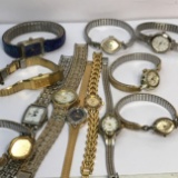 Lot of Ladies Watches in Wooden Box - Many Vintage