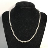 Sterling Silver 16” Beaded Necklace