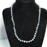 Blue/Silver Cultured Pearl Necklace with 14K Clasp