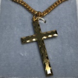 Gold Tone Chain with Chapel Sterling Cross Pendant