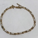 Gold Tone 7” Bracelet with Clear Stones