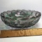 Large Carnival Glass Serving Bowl with Ruffled Edge