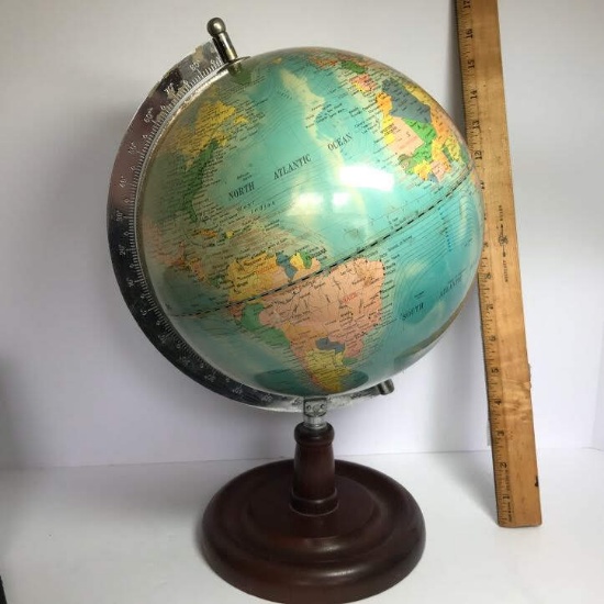 Nice Vintage Desk Top Globe with Wooden Base