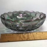 Large Carnival Glass Serving Bowl with Ruffled Edge