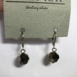 Sterling Silver Disco Ball Style Hanging Pierced Earrings