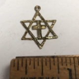 Gold Plate Over Silver Star of David Pendant with Cross