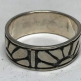 Sterling Silver Band with Sun Design Size 8