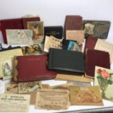 Large Lot of Early 1900’s-40’s Autograph Books, Advertisement Postcards, Shakespeare Book & More