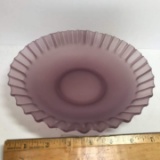 Frosted Purple Glass Ruffled Edge Bowl