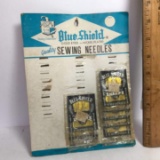 Vintage Blue Shield Sewing Needles Card with 9 Packs