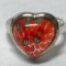 Sterling Silver Heart Ring with Speckled Red Stone Size 6