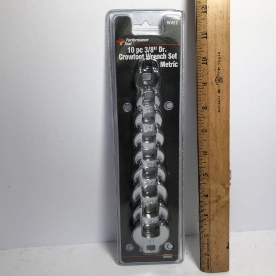 10 pc 3/8” Dr. Crowfoot Wrench Set - Metric - Sealed in Package