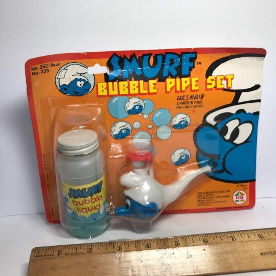Vintage Smurf Bubble Pipe Set in Package