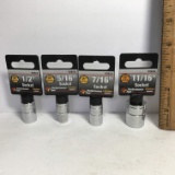 Lot of 4 - 3/8” Sockets - 1/2”, 5/16”, 7/16”, 11/16”