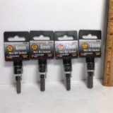 Lot of 4 - 3/8” Drive Sockets - 6mm, 8mm, 7mm, 10mm