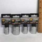 Lot of 4 - 1/2” Drive Sockets - 14mm, 26 mm, 19mm, 23mm