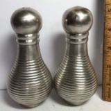 Pair of Silver Plated Ribbed Salt & Pepper Shakers