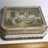 Vintage Wooden Gentlemen’s Dresser Box with Victorian Picture