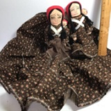 Pair of Hand Made Plush Indian Dolls with Papooses on Back