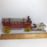 Vintage Cast Iron Antique Horse Drawn Fire Truck