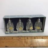 Set of 4 Vintage Crosby Hand Cut Crystal Shakers - Made in Japan in Original Box