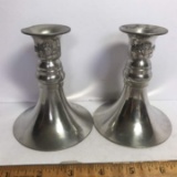 Pair of Pewter Claddagh Candlesticks