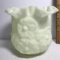 Pretty Vintage Ruffled Top Custard Glass Vase with Floral Embossed Design