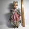 Porcelain Doll with Short Blonde Hair & Green Eyes on Stand