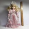 Porcelain Doll with Blonde Hair & Blue Eyes in Pink Dress with Parasol