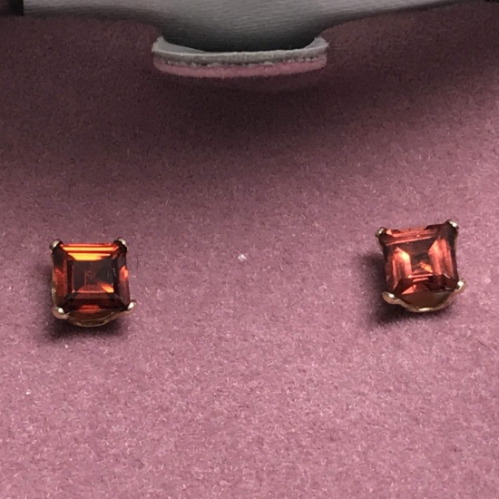 14K Gold Garnet Earrings